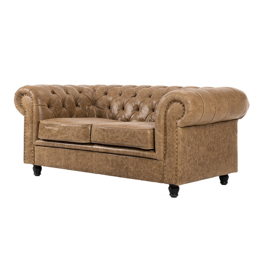 Winston Tufted Sofa - Cambridge Sage Leather