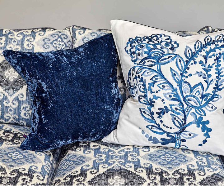 Paddy French Navy Velvet Cushion