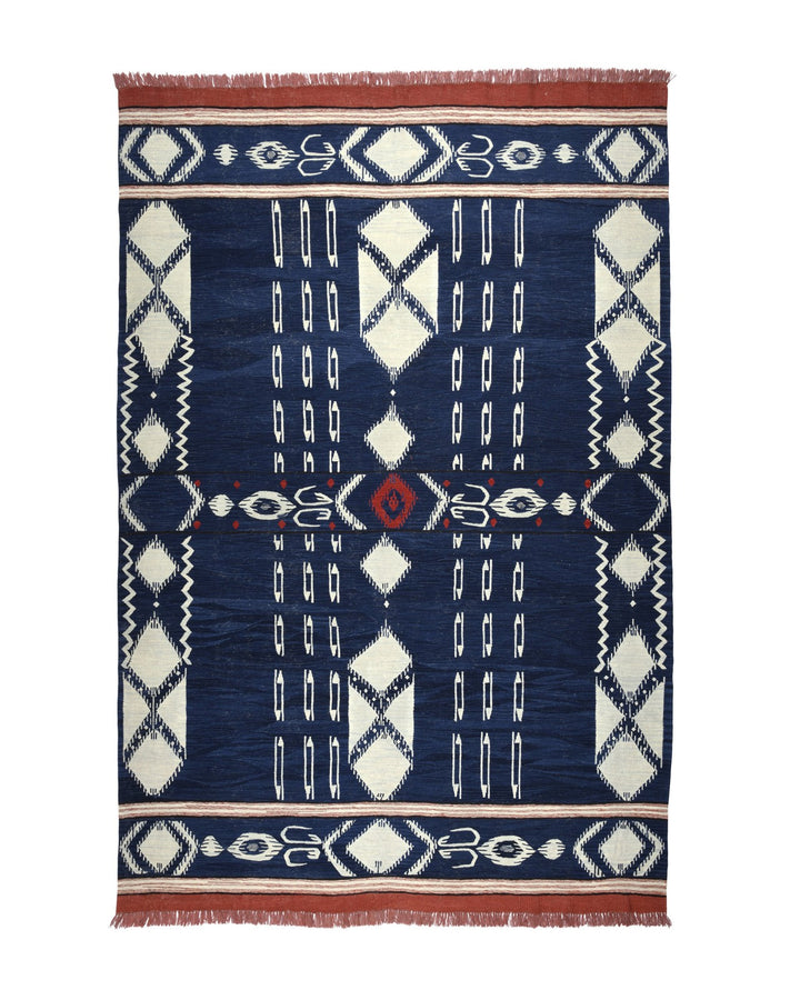 Kapadokia Indigo Wool Kilim Rug