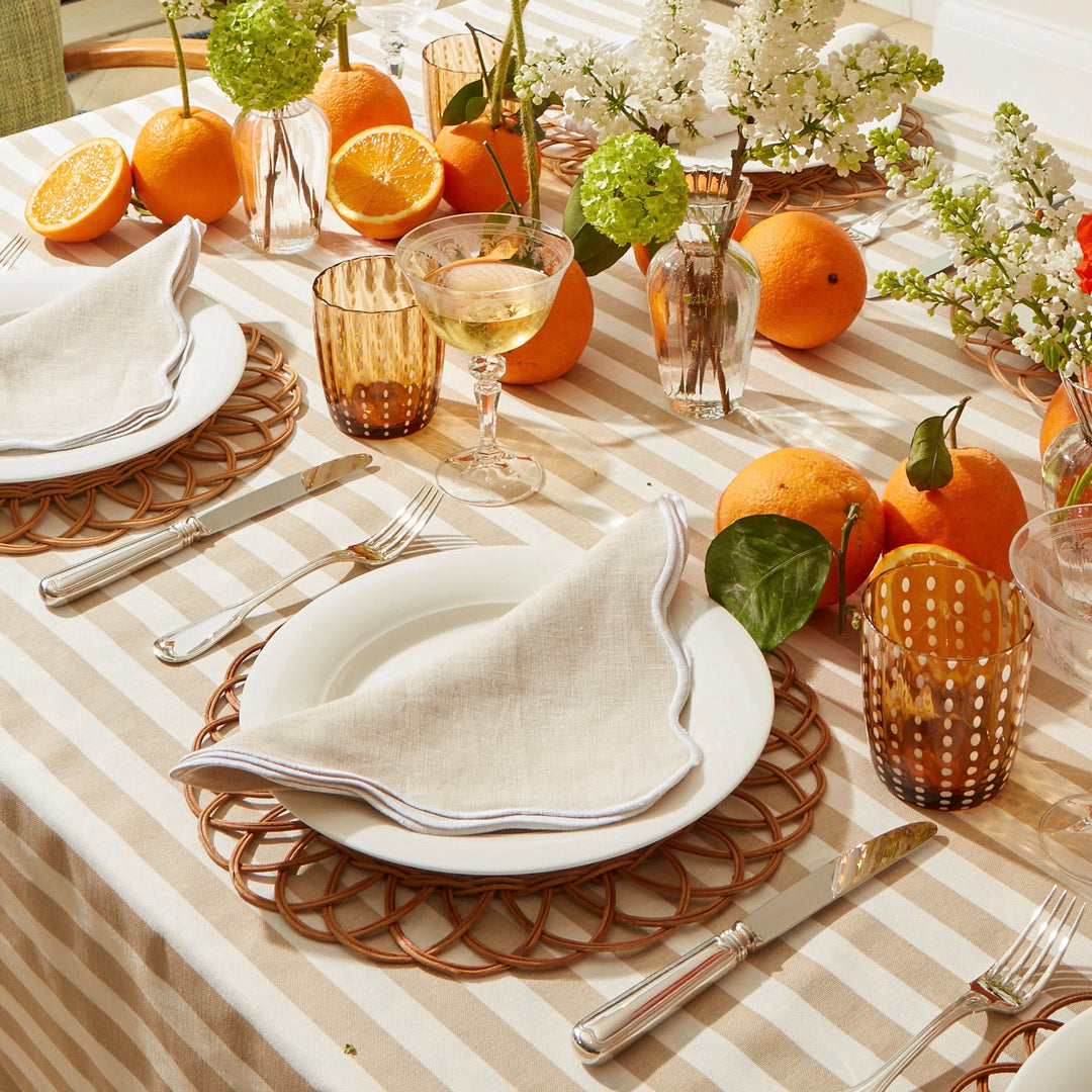 Beige Stripe Tablecloth