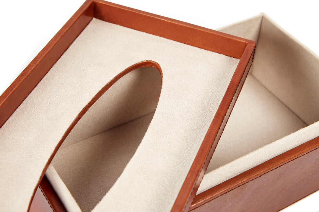 Paddington Classic Tan Leather Tissue Box Cover