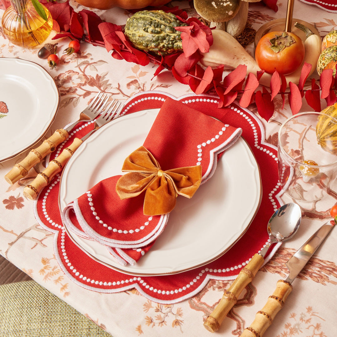 Velvet Bow Napkin Rings - Amber