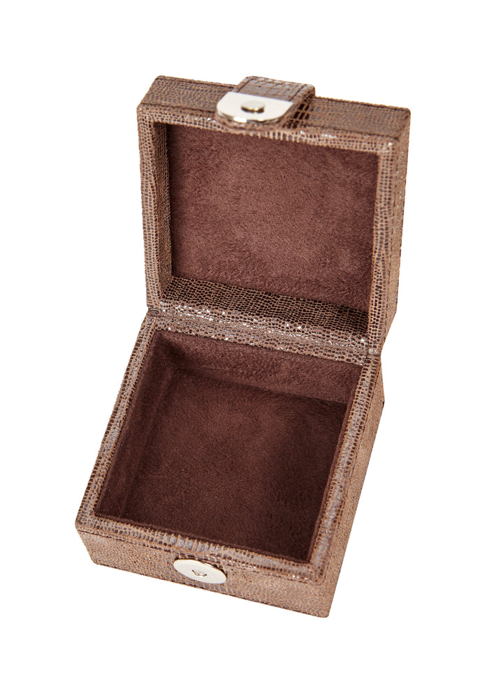 Hector Chocolate Croc Leather Stud Box
