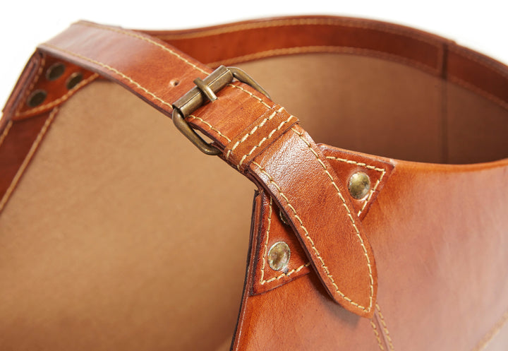 Bedford Classic Tan Leather Storage Basket