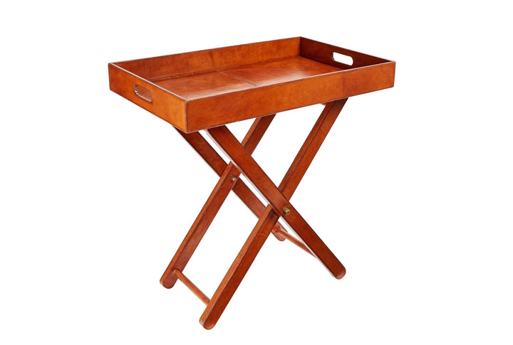 Butler Classic Tan Leather Tray Table