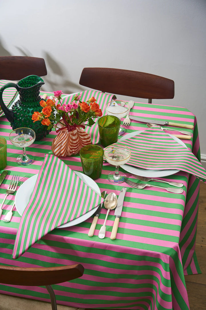 Peppermint & Strawberry Striped Tablecloth