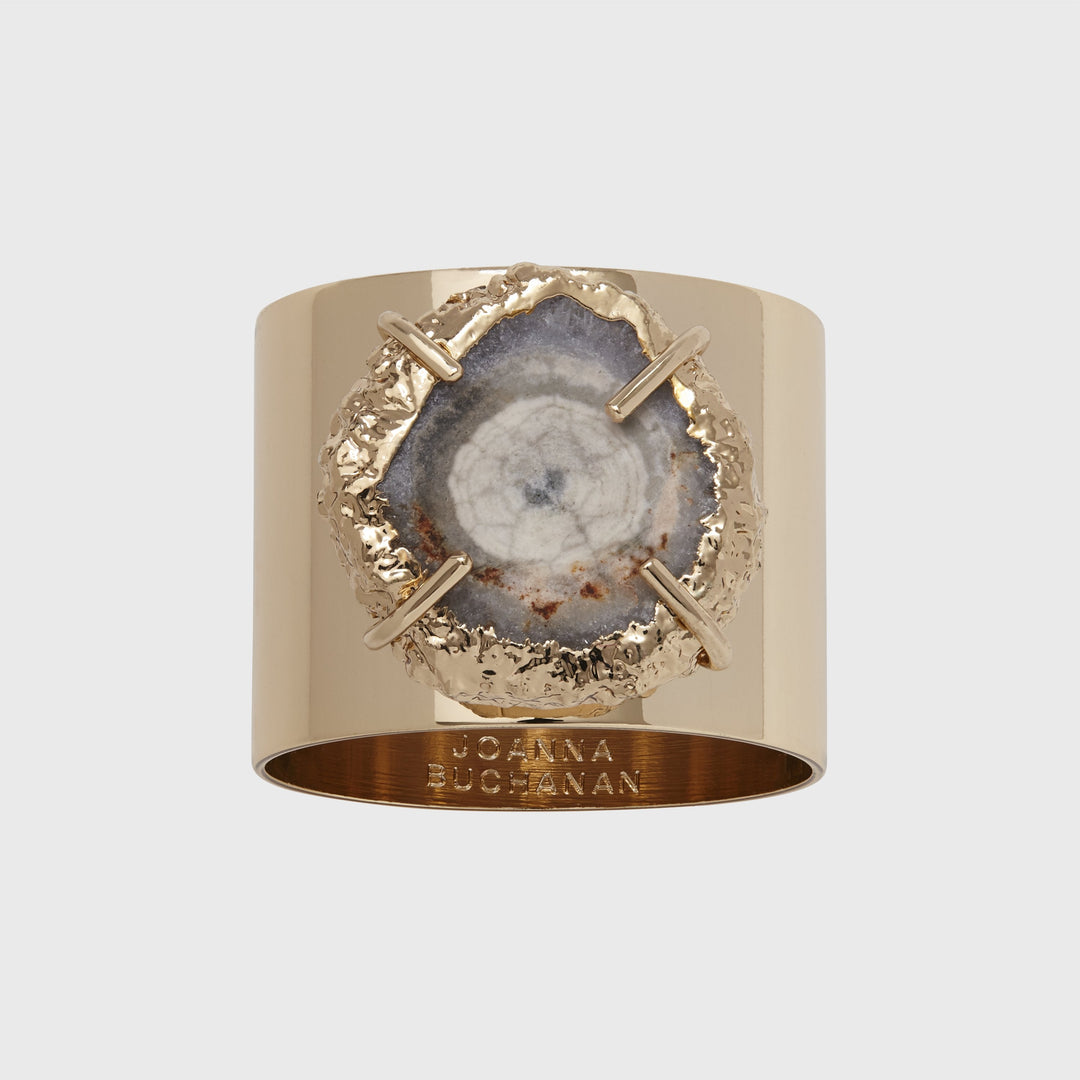 Crystal Quartz Napkin Rings, Grey, Set of Two