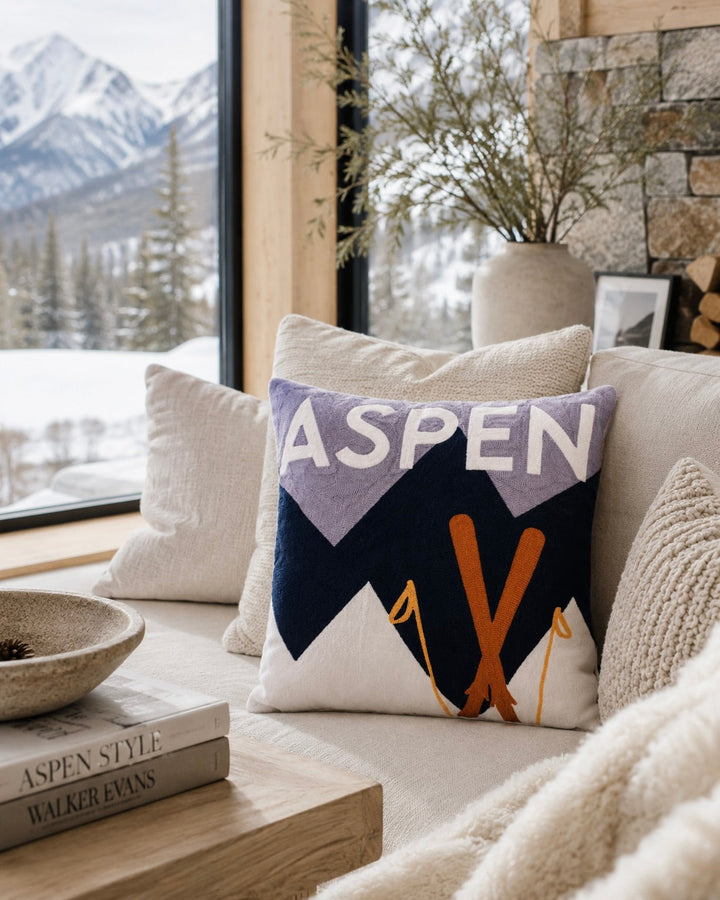 Aspen Ski Needlepoint Pillow