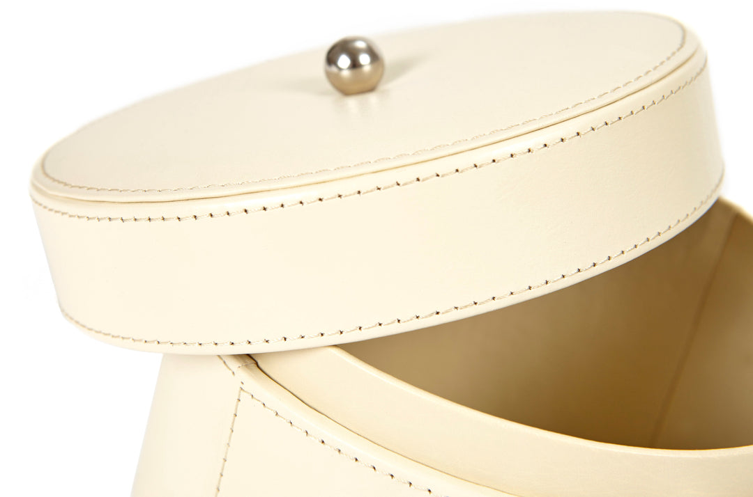 Pria Large Ivory Leather Vanity Pot