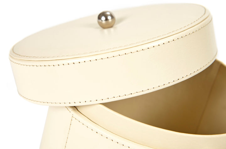 Pria Large Ivory Leather Vanity Pot