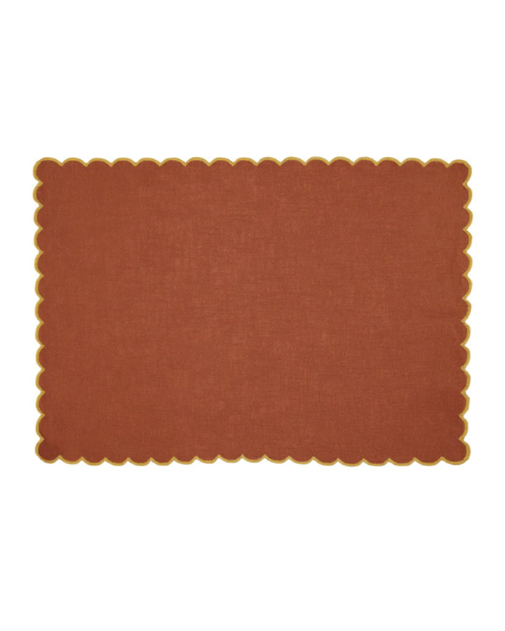 Greta Scalloped Placemat - Terracotta