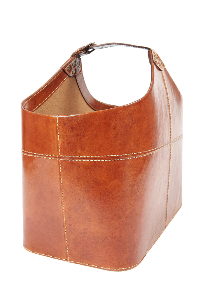 Bedford Classic Tan Leather Storage Basket