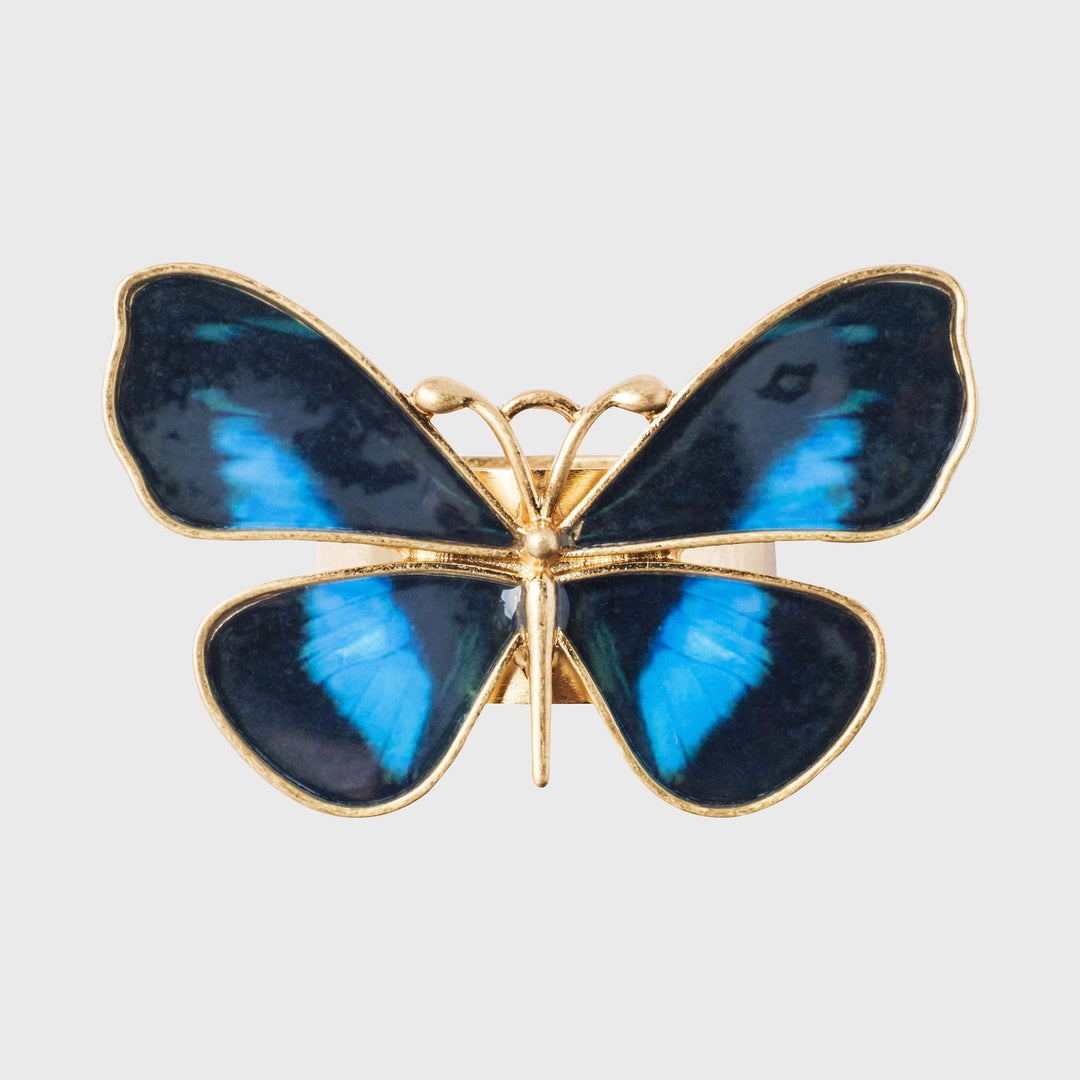 Painterly Butterfly Napkin Rings - Blue
