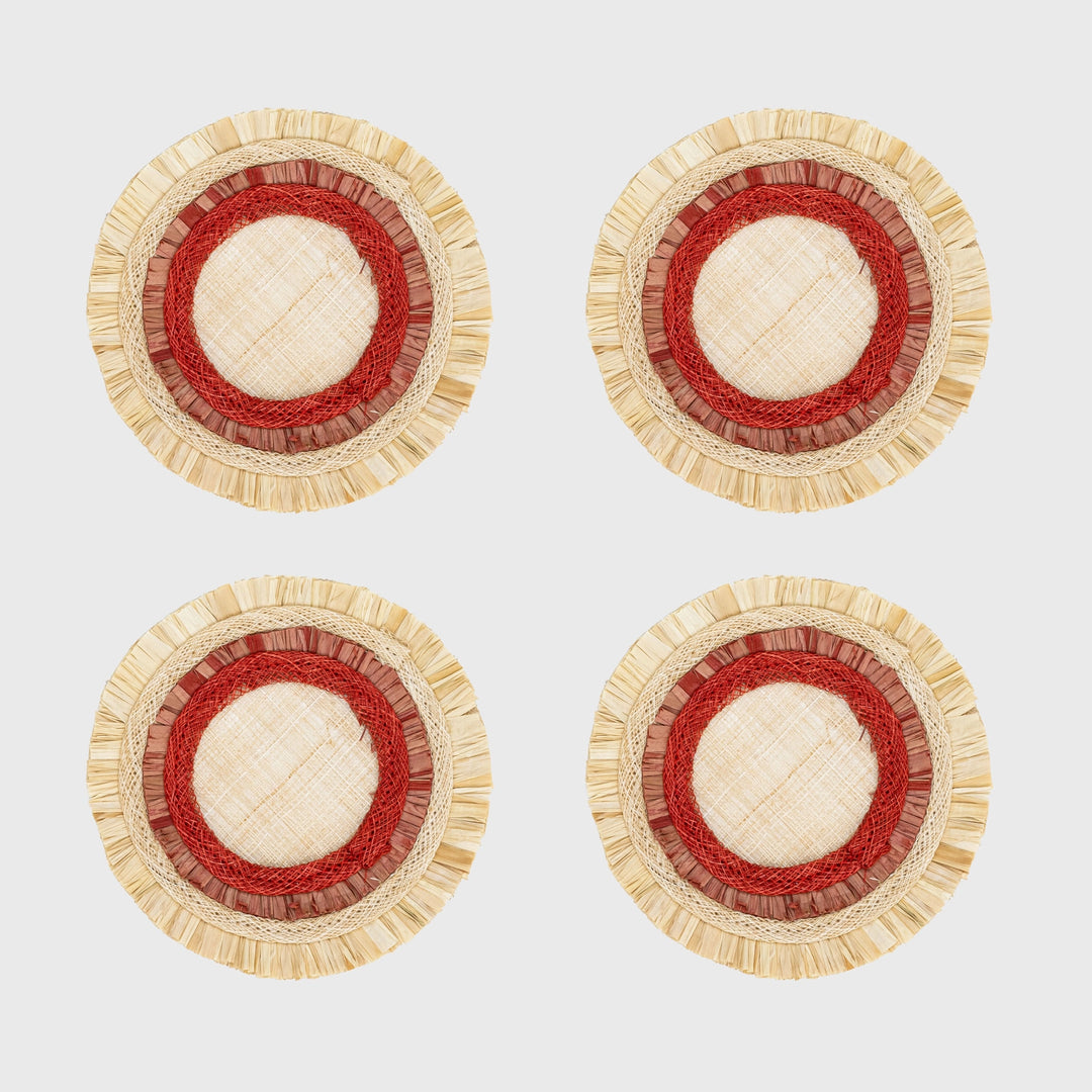 Ruffle Edge Straw Coasters - Red