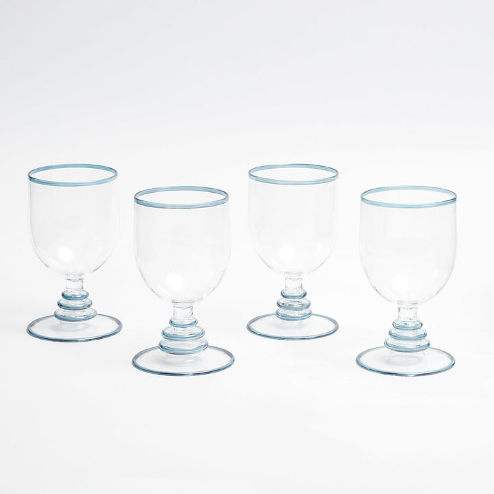 Blue Rim Isabella Footed Glasses - Set of 4