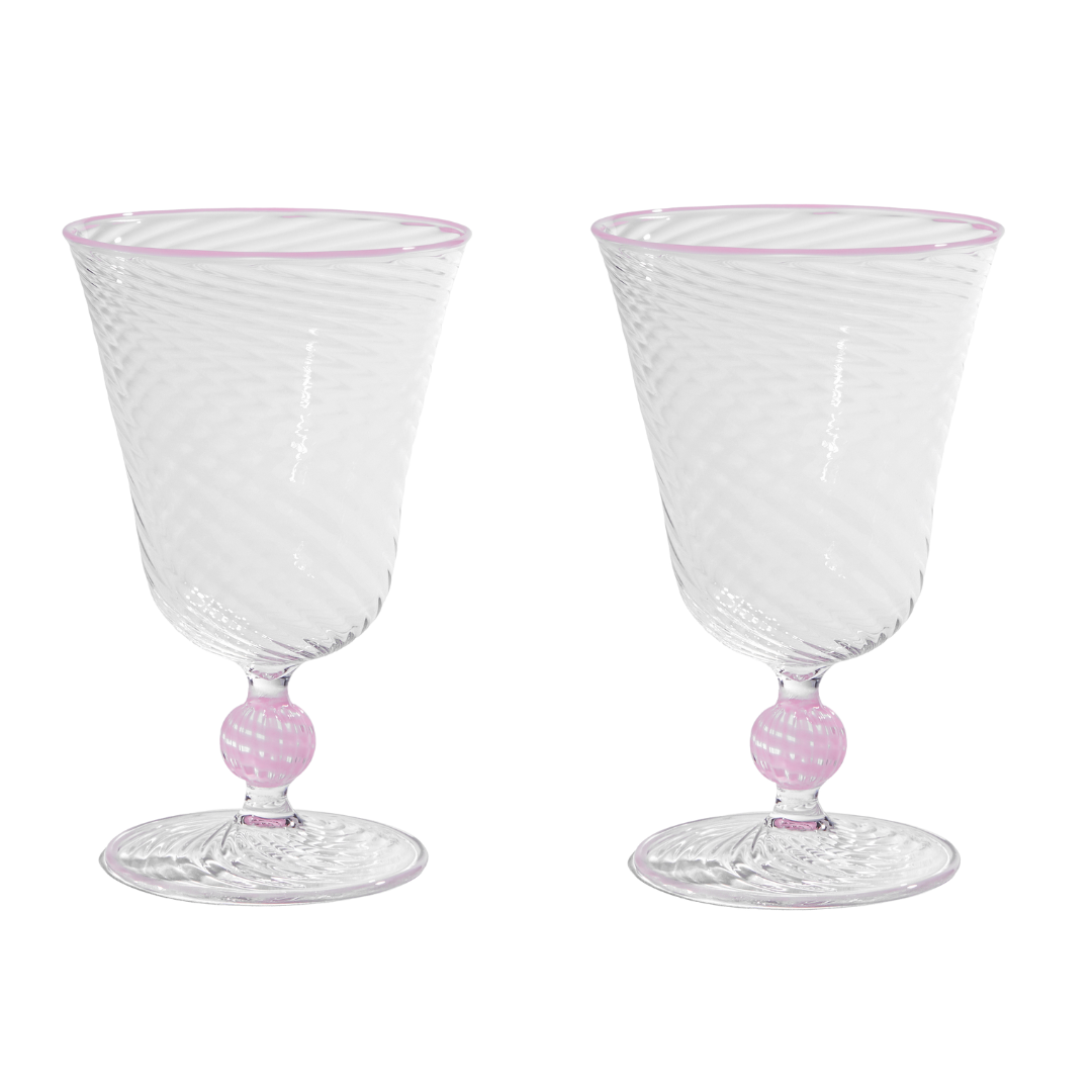 Pink Dido Venetian Wine Glasses - Pair