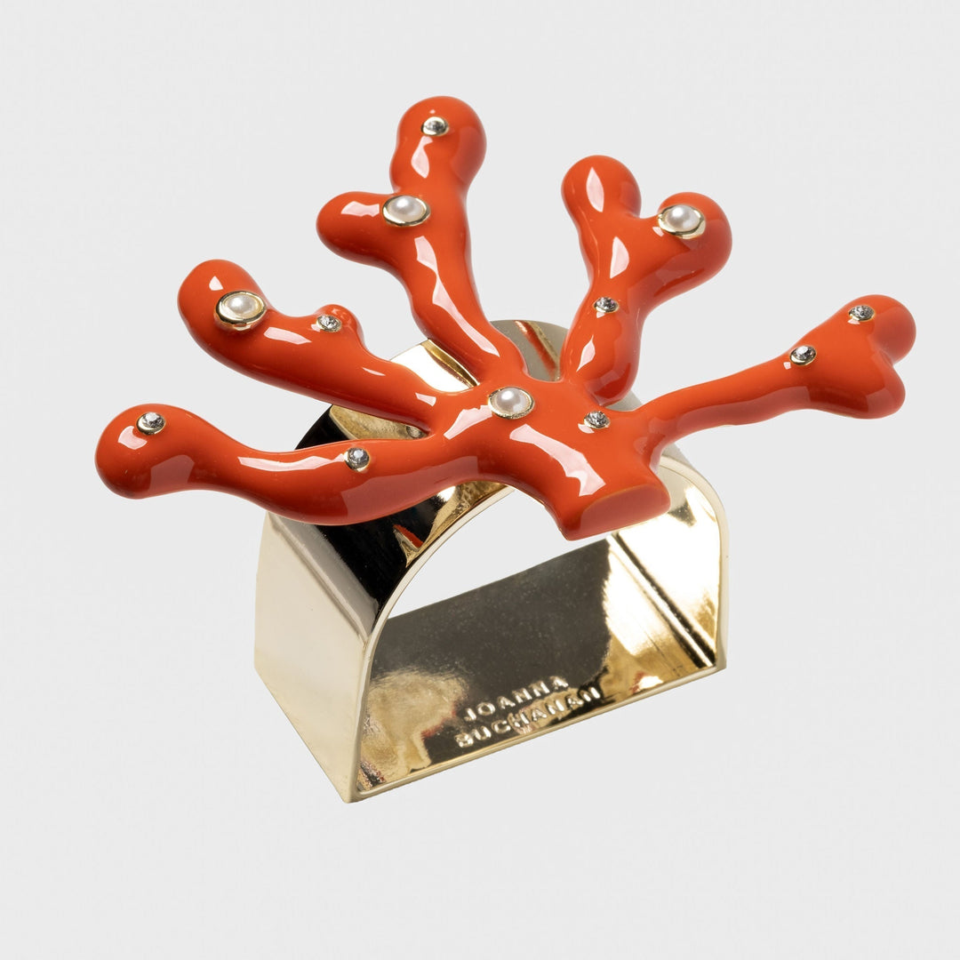 Coral Napkin Rings, Coral, Set of Four