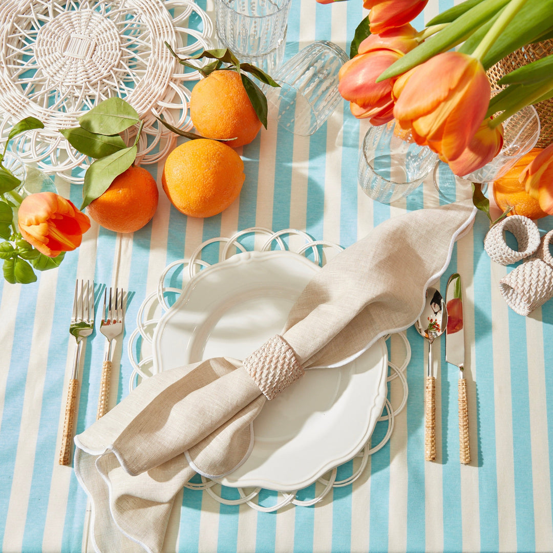 Turquoise Stripe Tablecloth