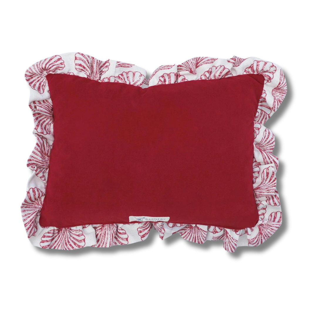 Scallop Shell Ruffled Cushion - Red