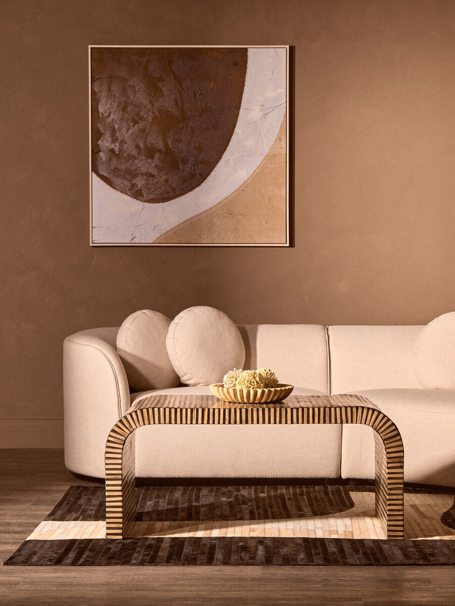 Liam Bamboo Inlay Curved Coffee Table