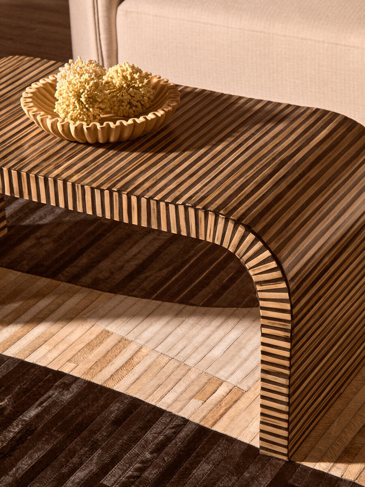 Liam Bamboo Inlay Curved Coffee Table