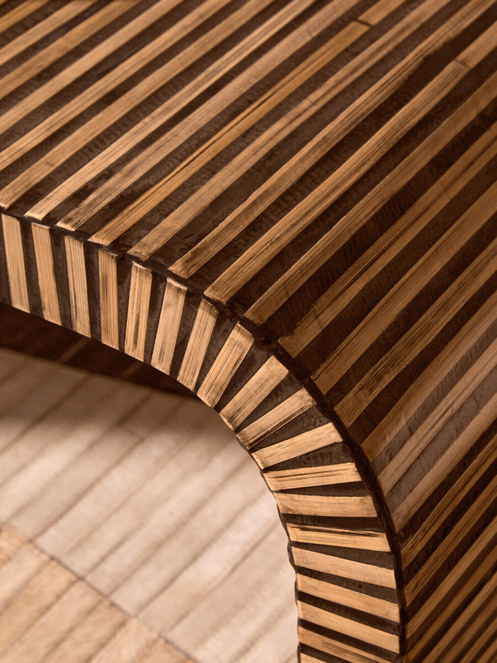 Liam Bamboo Inlay Curved Coffee Table
