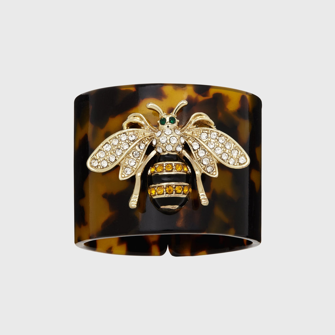 Tortoiseshell Stripey Bee Resin Napkin Rings - Set of 4