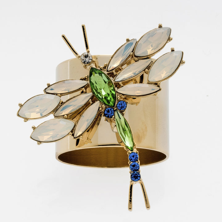 Opal Dragonfly Napkin Rings - Pair