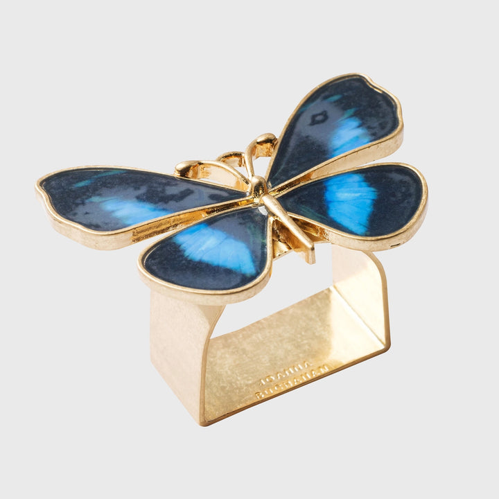 Painterly Butterfly Napkin Rings - Blue