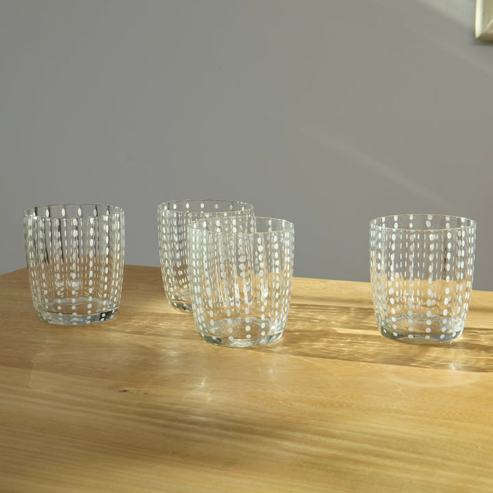 Clear White Speckled Glasses - Set of 4