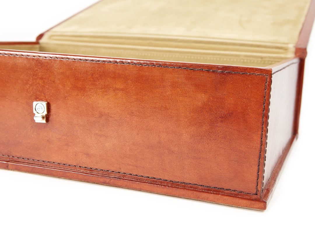 Devonshire Classic Tan Leather A4 Paper Box