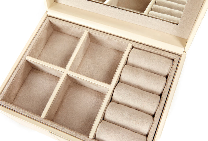 Rosa Ivory Leather Jewellery Box