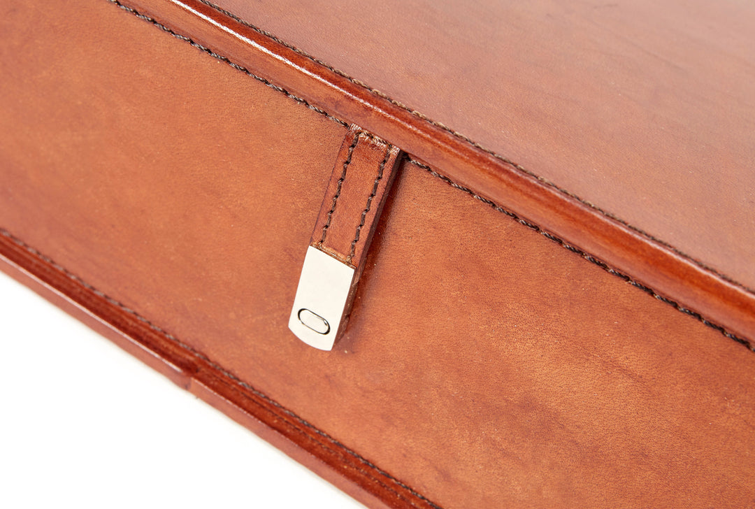 Devonshire Classic Tan Leather A4 Paper Box