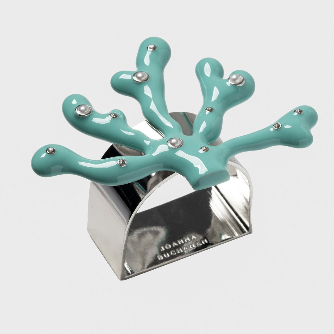 Coral Napkin Rings, Turquoise, Set of Four