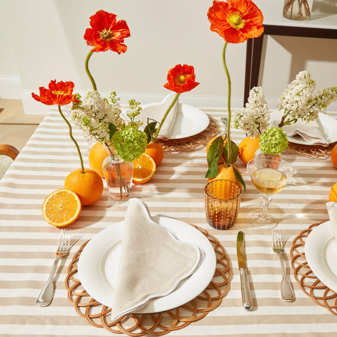 Beige Stripe Tablecloth