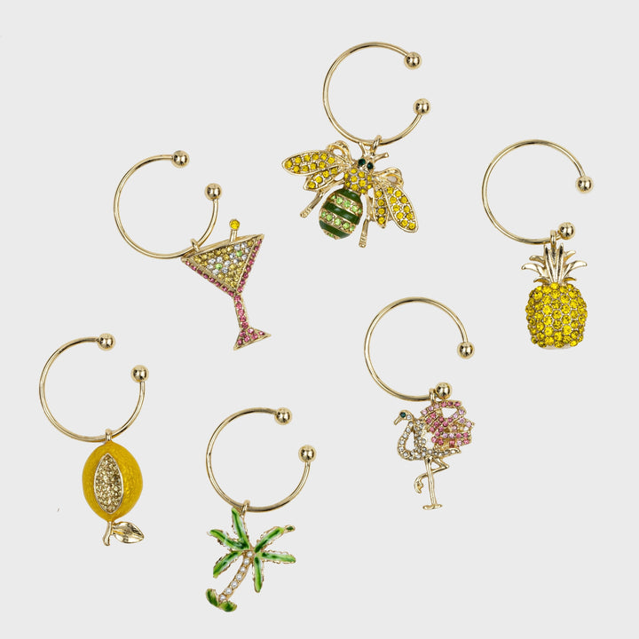 Tropical Wine Charms - Set of 6