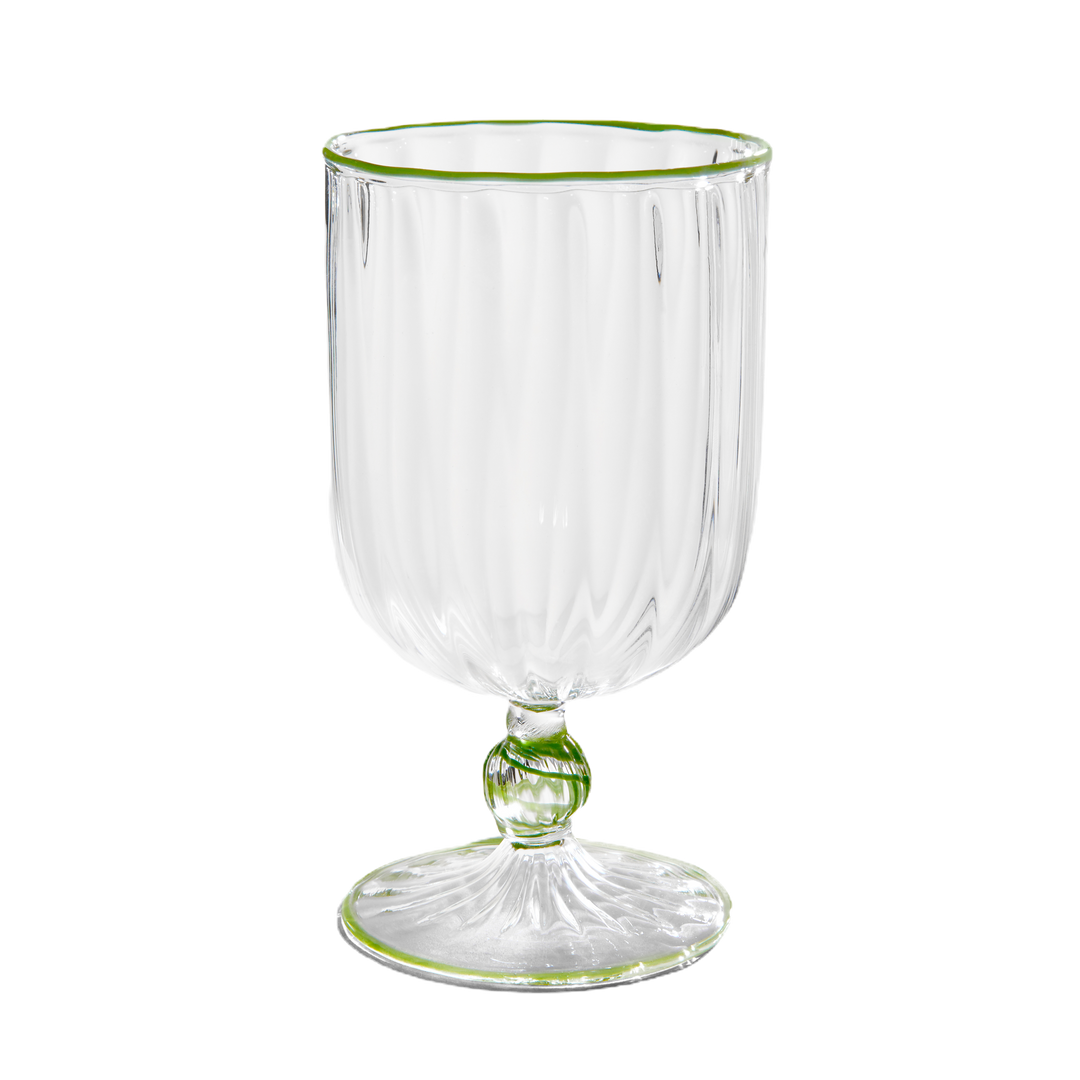 Handblown Venetian Wine Glasses - Green