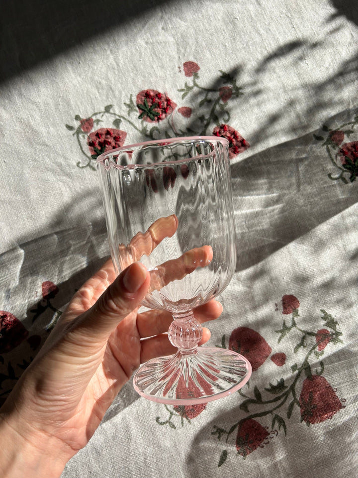 Handblown Venetian Wine Glasses - Pink