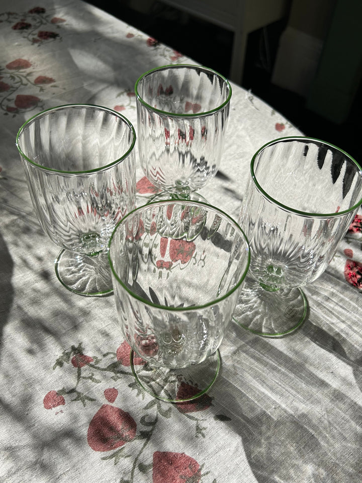 Handblown Venetian Wine Glasses - Green