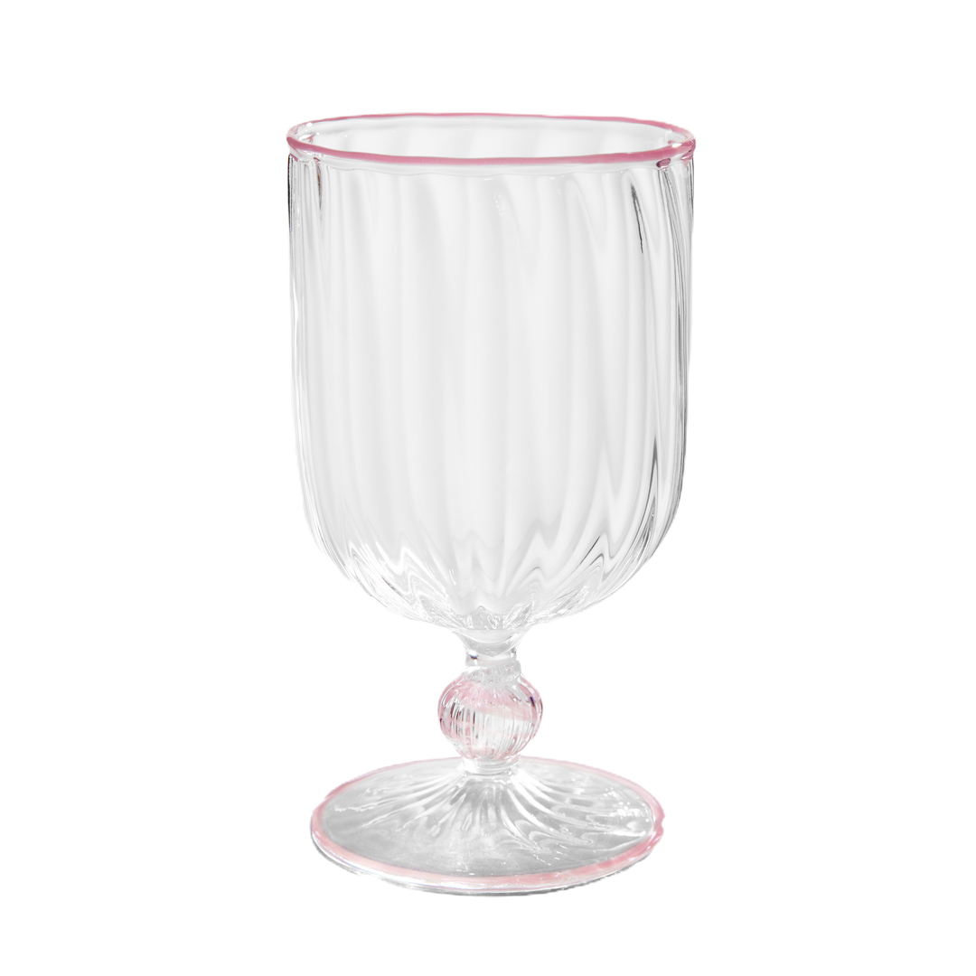 Handblown Venetian Wine Glasses - Pink