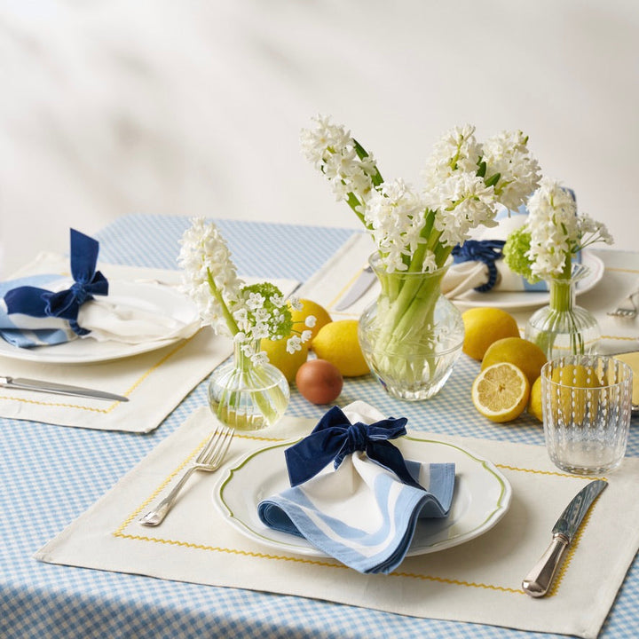 Provence Blue Edged Napkins styled on a table setting