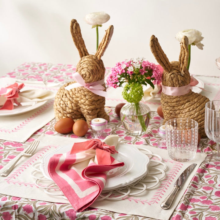 Provence Pink Edged Napkins styled on a table setting