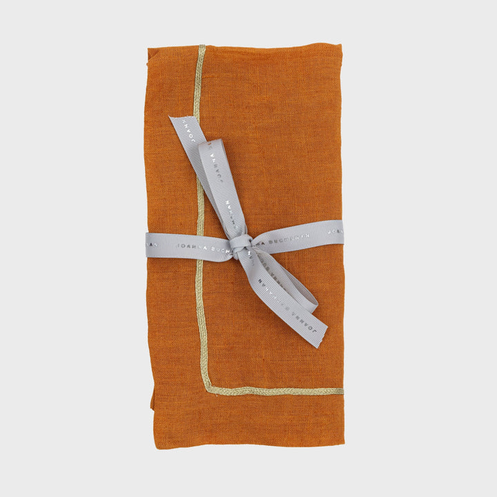 Gold Trim Dinner Napkins - Pumpkin