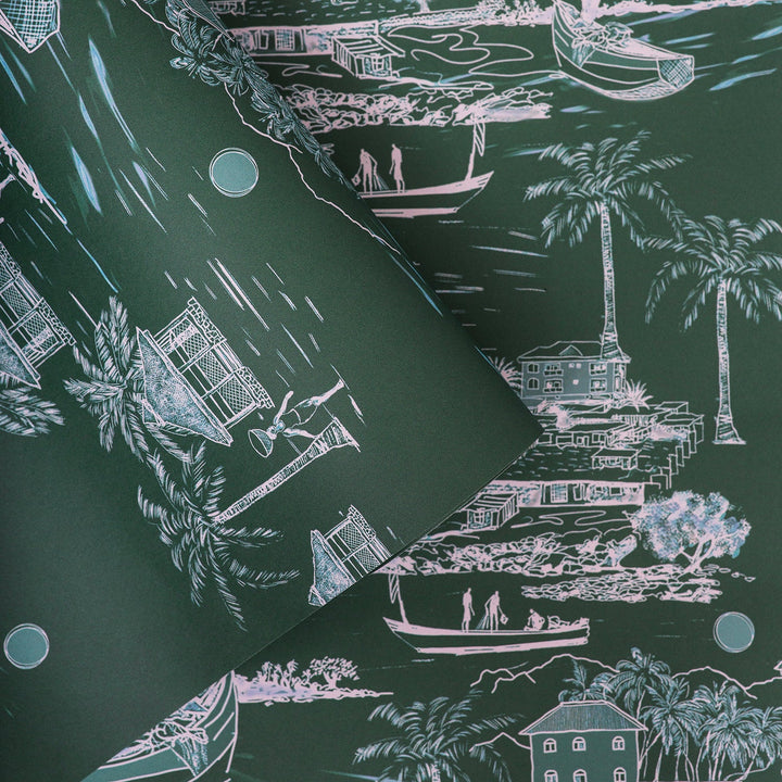 Banana Island | Palm Green Wallpaper