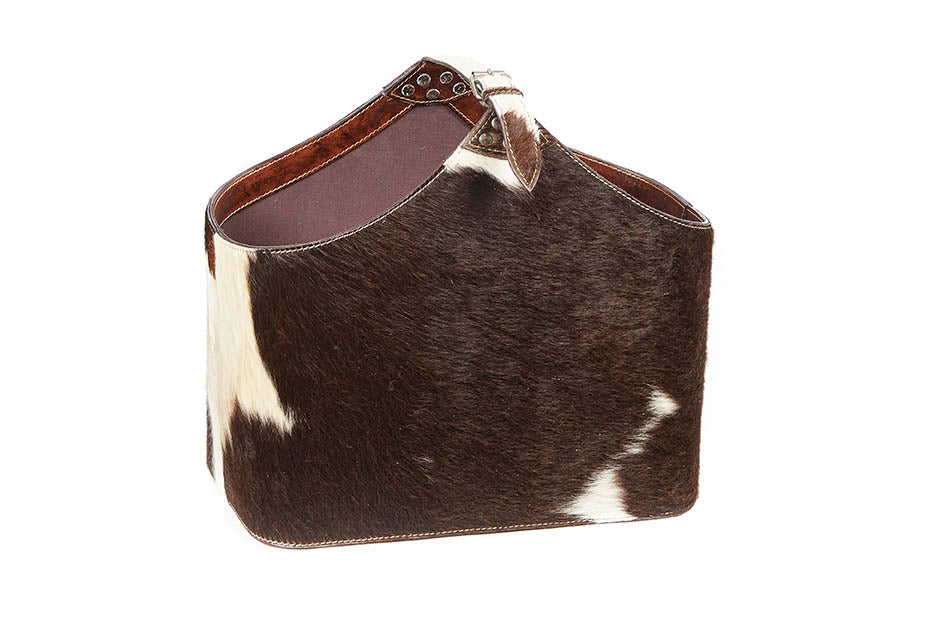 Bedford Black & White Cowhide Storage Basket