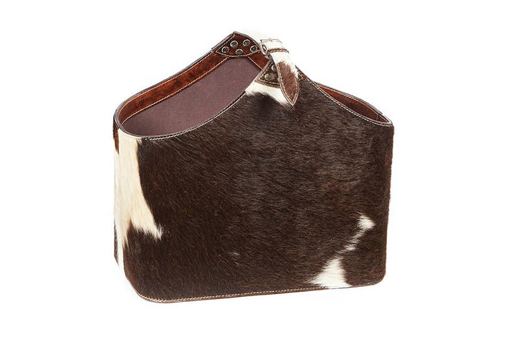 Bedford Black & White Cowhide Storage Basket