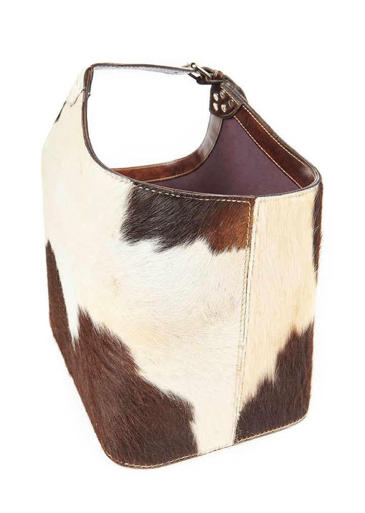 Bedford Black & White Cowhide Storage Basket