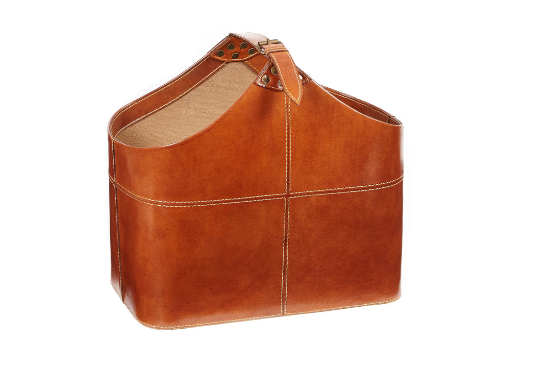 Bedford Classic Tan Leather Storage Basket