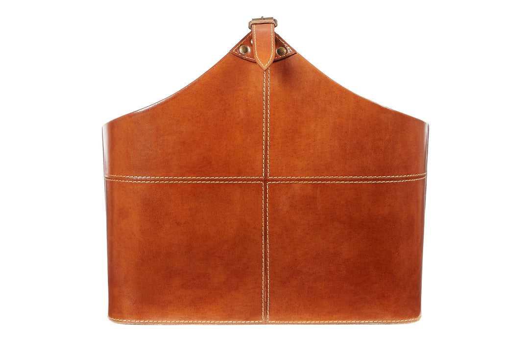 Bedford Classic Tan Leather Storage Basket