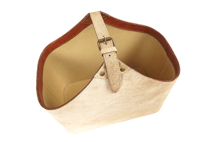Bedford Natural Tan Cowhide Storage Basket